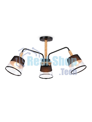 Светильник Ambrella light TR4740/3 BK/LW черный/светлое дерево E27/3 max 40W D760*350