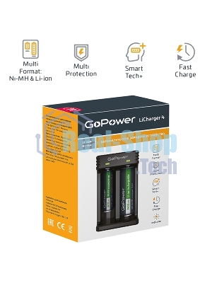 З/У для аккумуляторов GoPower LiCharger 4 Ni-MH/Ni-Cd/Li-ion/IMR 2 слота (1/100)