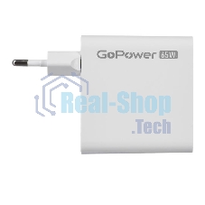 Сетевое зарядное устройство GOPOWER 1USB+2TYPE-C 65W QC3.0 GAN белый