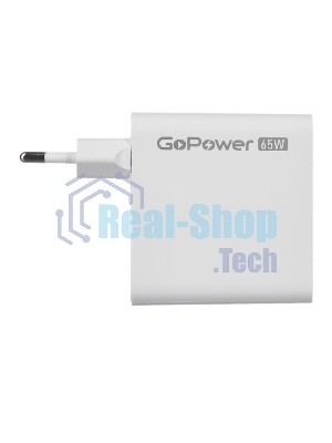 Сетевое зарядное устройство GOPOWER 1USB+2TYPE-C 65W QC3.0 GAN белый