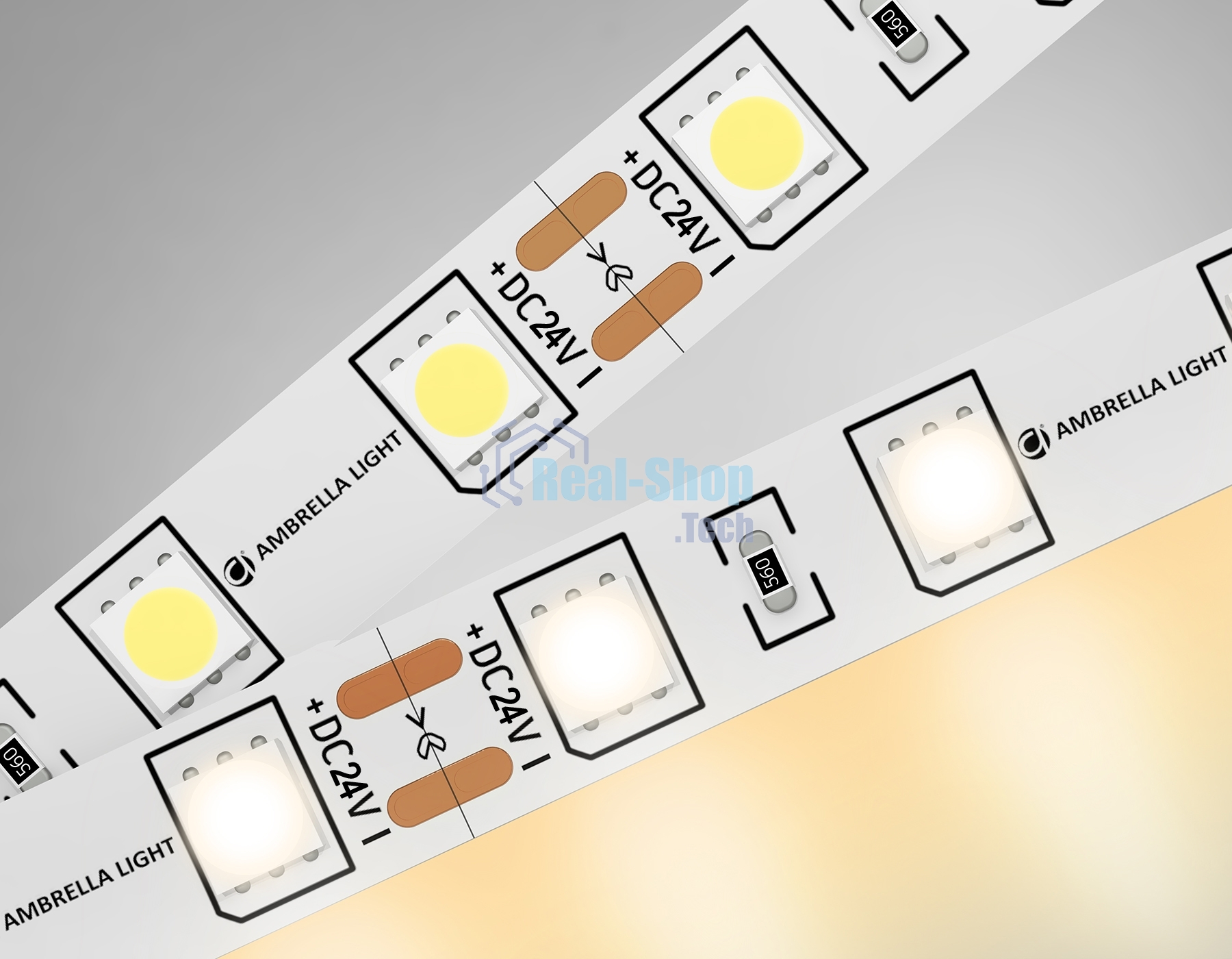 Светодиодная лента Ambrella light GS4001 5050 60Led/ 14.4W m/ 24V IP20 3000K/ 5000*10*1.87mm (2 конт.)