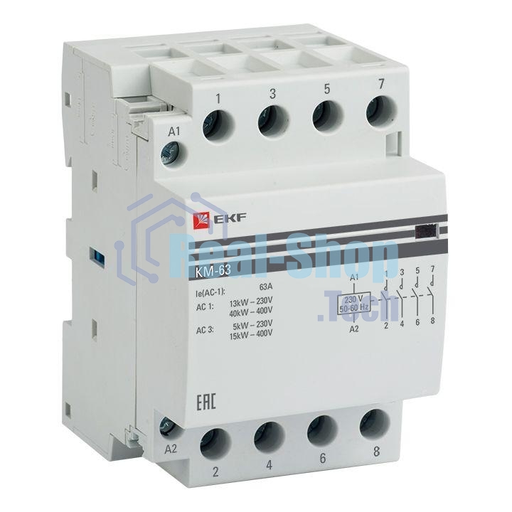 Контактор модульный EKF km-3-63-40 КМ 63А 4NO (3 мод.) PROxima