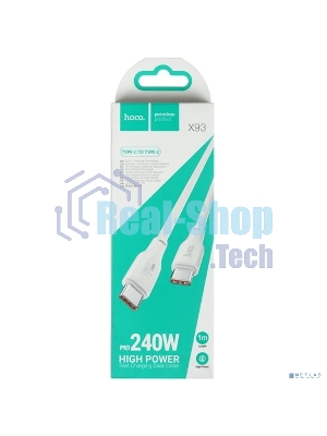 Кабель USB2.0 Hoco Type-C/Type-C, 5А, 240Вт, X93, 1м, белый, коробка