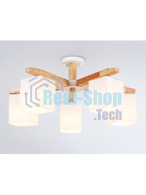 Светильник Ambrella light TR83118/5 WH/LW белый/светлое дерево E27/5 max 40W D700*325