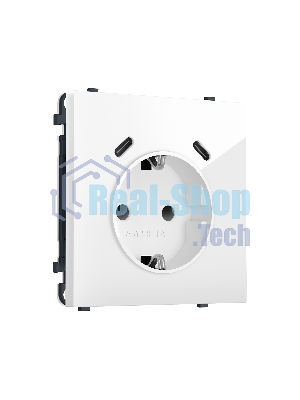 MS110510 Комплект механизма электрической розетки SIGMA Белый глянец 2USB С+C 20W (быст. зар.) с/з с/ш 16A-250V QUANT PRO (SP1105, PR165)