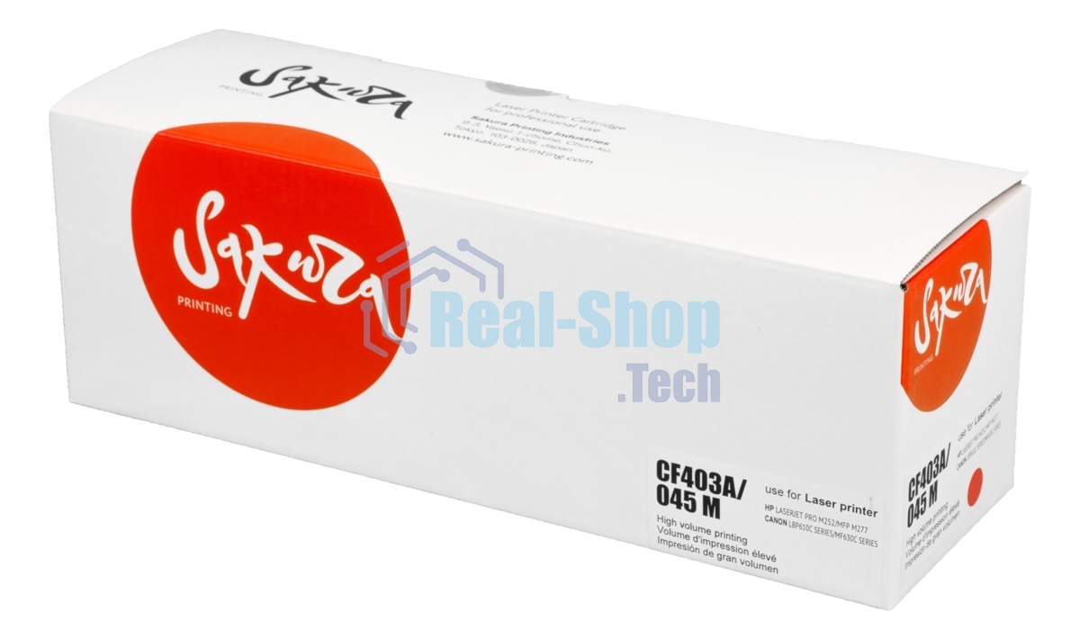 Картридж лазерный Sakura CF402A/045M для HP Color LaserJet Pro M252n/M252dn/MFP277dw/277n и Canon i-SENSYS LBP-610C, MF-630C, пурпурный, 1 300к.