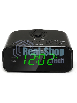 Радиобудильник Hyundai H-RCL221 черный LCD подсв:зеленая часы:цифровые FM