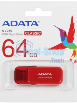 Флешка USB ADATA UV240 (AUV240-64G-RRD), 64Gb, USB 2.0, R/W 15/5, красный