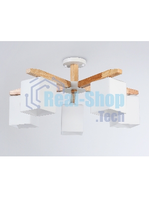 Светильник Ambrella light TR83118/5 WH/LW белый/светлое дерево E27/5 max 40W D700*325
