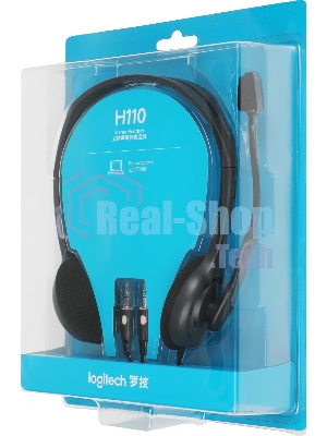 Гарнитура Logitech H110 серебристый, проводная, 3.5 мм