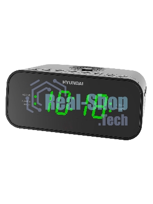 Радиобудильник Hyundai H-RCL221 черный LCD подсв:зеленая часы:цифровые FM