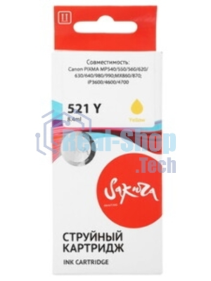 Картридж струйный Sakura 2936B004 (521 Y) для Canon, желтый, 8,4 мл., 530 к.