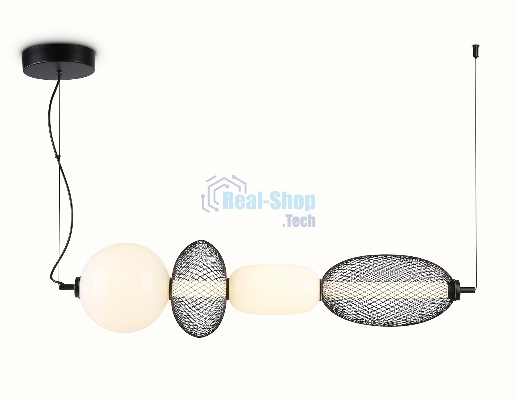 Подвесной светодиодный светильник Ambrella light LH11010 BK/FR черный/белый матовый 32W 3000K 915*220*220