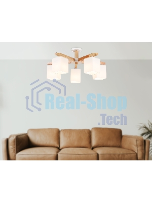 Светильник Ambrella light TR83118/5 WH/LW белый/светлое дерево E27/5 max 40W D700*325