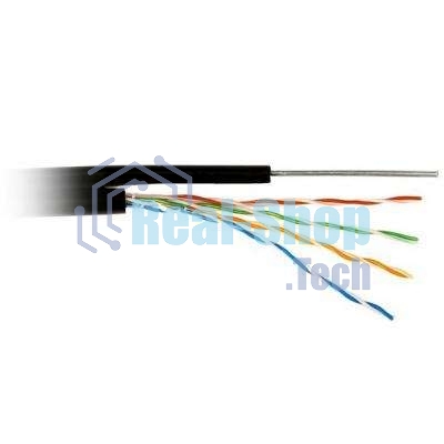 Кабель витая пара Rexant U/UTP cat.5e 4х2х24AWG solid CU PE Outdoor трос черный (м)