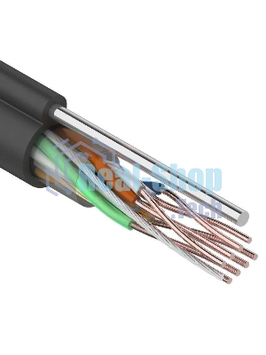 Кабель витая пара Rexant F/UTP, cat.5e, PE, 4PR, 24AWG, внешний, черный, с тросом
