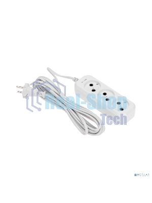 Удлинитель 3 гнезда, 5 м, 2х0,75 мм², б/з, белый PROconnect