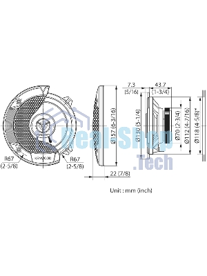 Колонки автомобильные Kenwood KFC-S1366 260Вт 89дБ 4Ом 13см (5дюйм) (ком.:2кол.) коаксиальные двухполосные