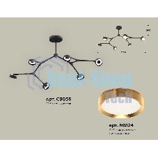Светильник Ambrella light XB9056152/6 SBK/PYG черный песок/золото желтое полированное GX53 (C9056, N8124)