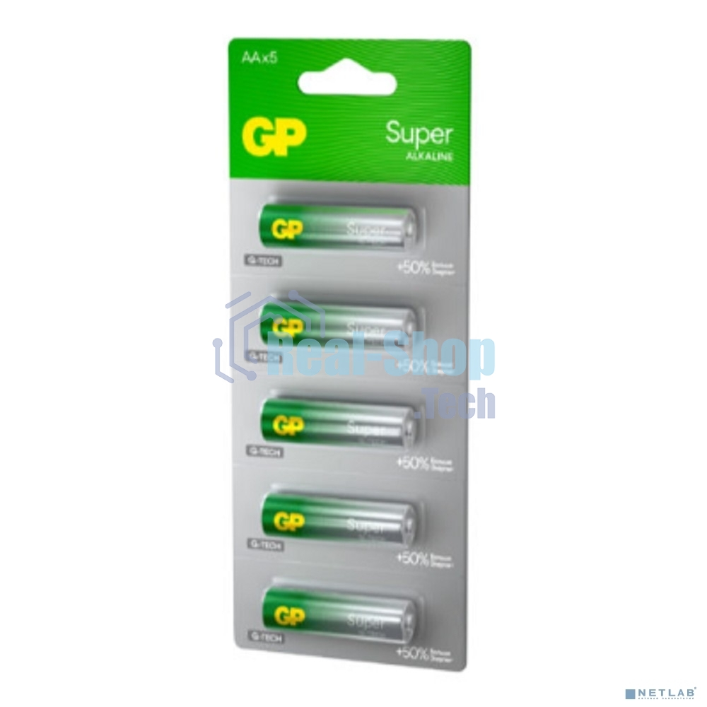 Алкалиновые батарейки GP Super Alkaline G-Tech 15А АA - 1 шт. на отрывных блистерах