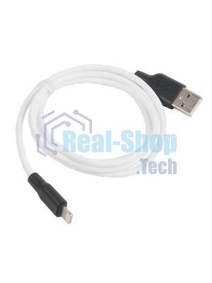 Кабель USB 2.0 HOCO X21, силиконовая оплетка, AM/Lightning M, бело-черный, 1м
