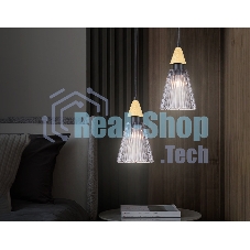 Светильник Ambrella light LH58111 BK/LW/SM черный/светлое дерево/дымчатый E14 max 40W D110*1500