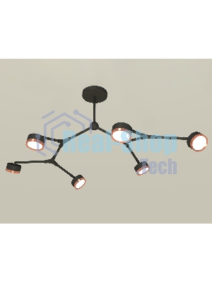 Светильник Ambrella light XB9056153/6 SBK/PPG черный песок/золото розовое полированное GX53 (C9056, N8126)