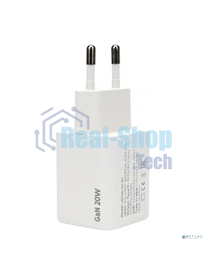 Зарядное устройство Cablexpert MP3A-PC-61, 20Вт GaN, 3А, QC4.0/PD, 1xUSB, 1xType-C, белый, пакет