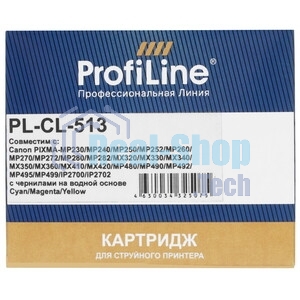 Картридж струйный ProfiLine PL-CL-513 для принтеров Canon Pixma iP2700 MP240/250/260/270/272/280/480/490/492/495/MX320/330/340/350 Color водн