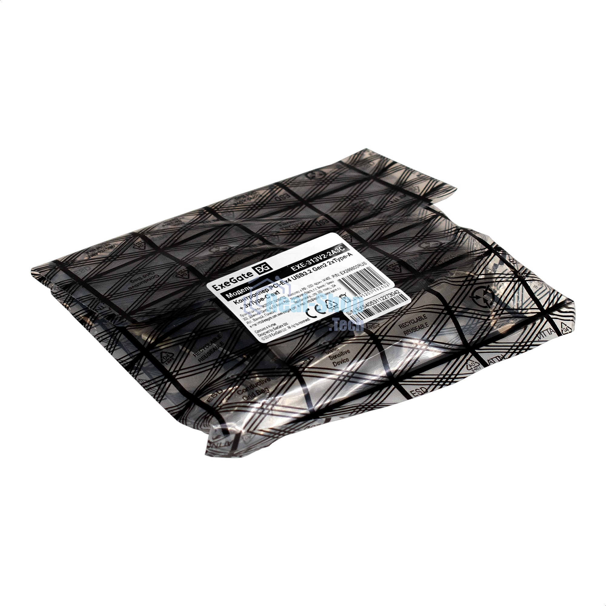 Контроллер ExeGate EXE-313V2-2A3C 10Gbps (PCI-E x4 v3.0, USB3.2 Gen2 2xType-A + 3xType-C ext., SuperSpeed+ скорость до 10 Гбит/с, Chipset ASM3142+VL820)