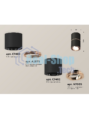 Светильник Ambrella Light XS7402200 SBK/PPG черный песок/золото розовое полированное MR16 GU5.3 (C7402, A2073, C7402, N7005)