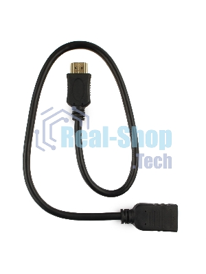 Кабель-удлинитель HDMI Cablexpert CC-HDMI4X-0.5M, 19M/19F, v2.0, позол.разъемы, экран, 0.5м, черный, пакет