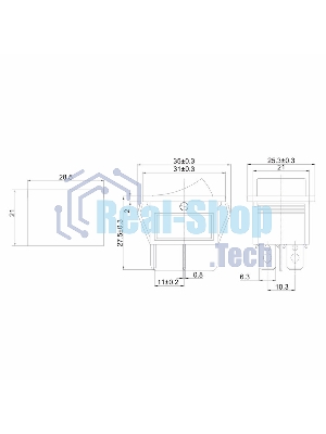 Выключатель клавишный Rexant 250V 20А (4с) ON-OFF красный с подсветкой