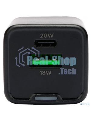 Зарядное устройство Cablexpert MP3A-PC-62, 20Вт GaN, 3А, QC4.0/PD, 1xUSB, 1xType-C, черный, пакет