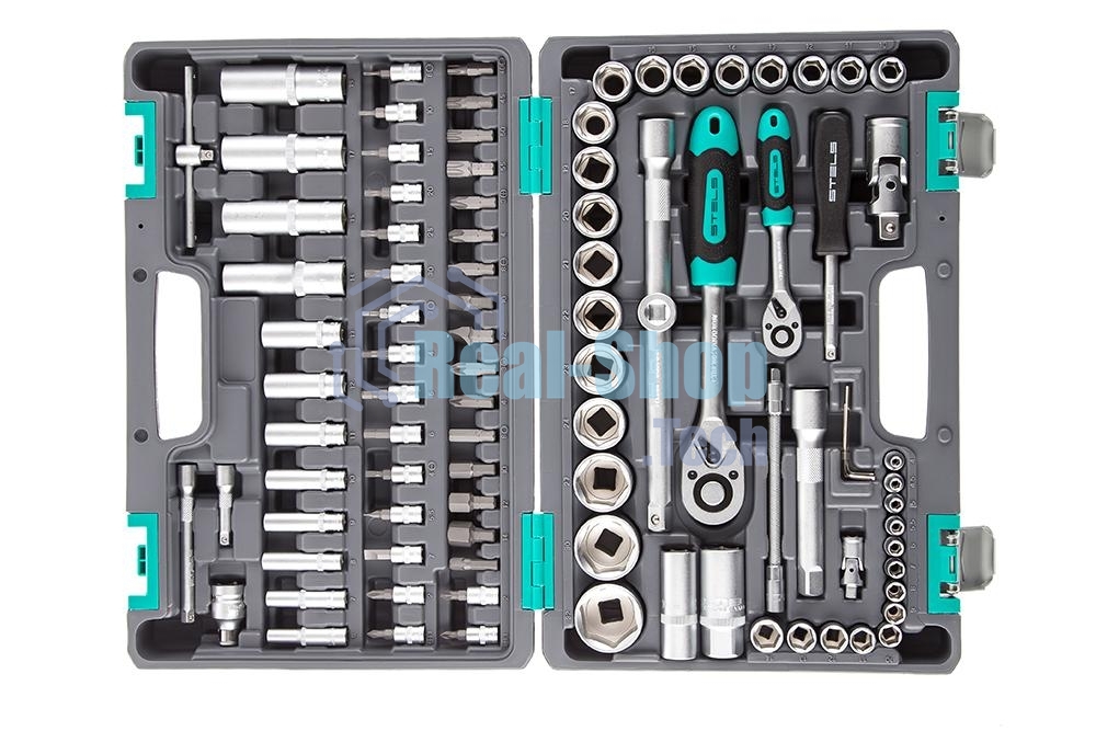Набор инструментов Stels 14106 1/2'' 1/4'' CrV пластиковый кейс  94 предм.
