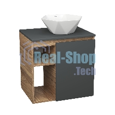 Тумба Bau Dream Blackwood 60 правая, графит, раковина BAU Crystal 40х40