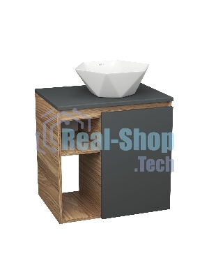Тумба Bau Dream Blackwood 60 правая, графит, раковина BAU Crystal 40х40