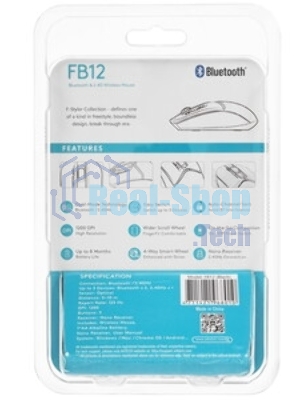 Мышь беспроводная A4Tech Fstyler FB12 черный, 1200 dpi, радиоканал, Bluetooth, USB, кнопки - 3
