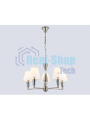 Люстра Ambrella light LH75253/5 SN/FR сатин никель/белый матовый E14*5 max 40W D700*510