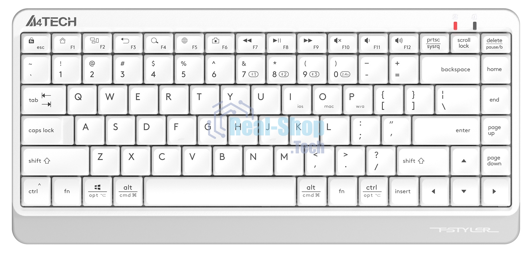 Клавиатура беспроводная A4Tech Fstyler FBK11 USB, Bluetooth/Радиоканал, белый/серый