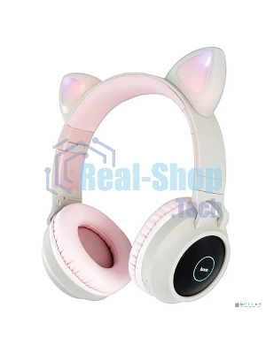 Беспроводные/проводные наушники Hoco W27 розовый, накладные, Bluetooth + проводной, 