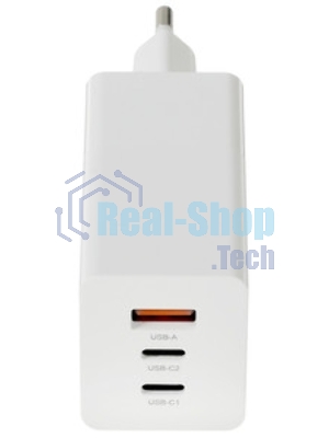 Сетевое зарядное устройство Maxvi A483GN 65W, 1xUSB-A, 2xUSB-C, черный