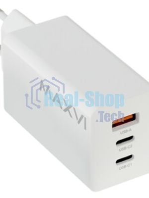 Сетевое зарядное устройство Maxvi A483GN 65W, 1xUSB-A, 2xUSB-C, черный