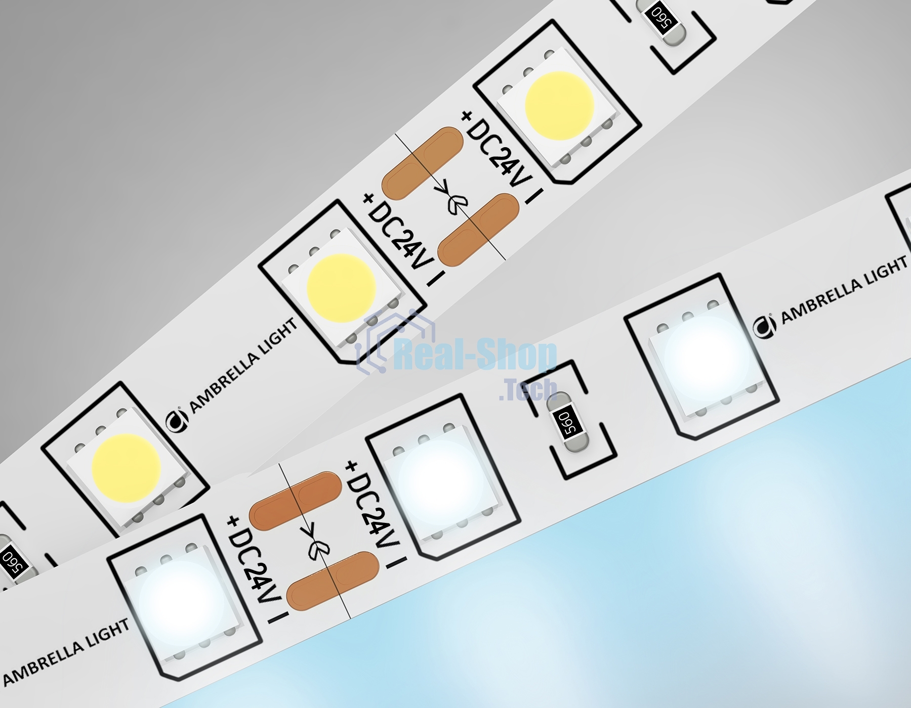 Светодиодная лента Ambrella light GS4003 5050 60Led/ 14.4W m/ 24V IP20 6500K/ 5000*10*1.87mm (2 конт.)