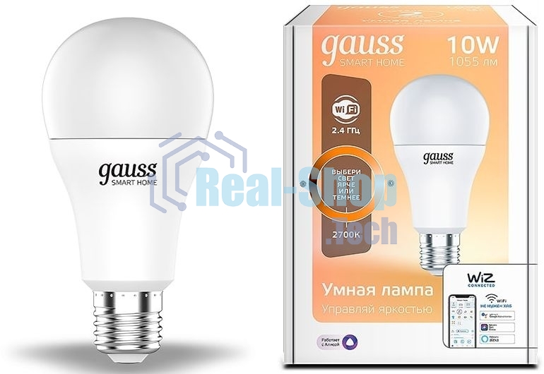 Лампа Светодиодная Gauss Smart Home DIM E27 A60 10 Вт 2700К 1/10/40