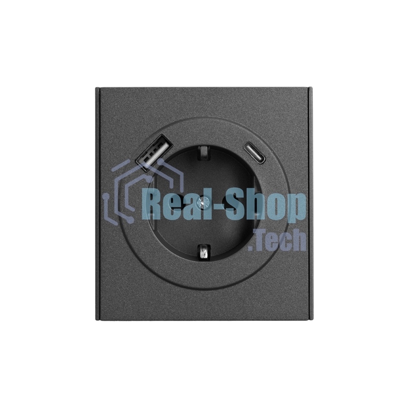 Розетка Kranz STRONG 1-ая с/з с/у з/ш 16А с USB A+C быстрой зарядки 5В/3А графит