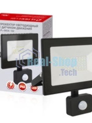 Прожектор Ultraflash LFL-3002S C02 черный (LED прожектор с датчиком, 30 Вт, 230В, 6500К)
