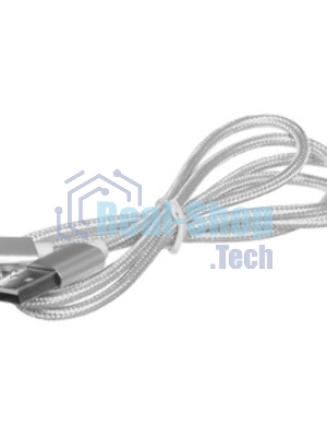 Кабель Rexant USB-Lightning 1 м, серебристая нейлоновая оплетка