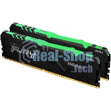 Оперативная память Kingston Fury Beast, DDR4, 32GB (2x16GB), 3200MHz, CL16, DIMM, с радиатором, RGB, черный