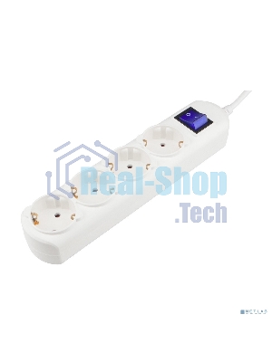 Удлинитель PC 3 м, 4 р с/з, с выкл.16А бел. PC-5B-3M